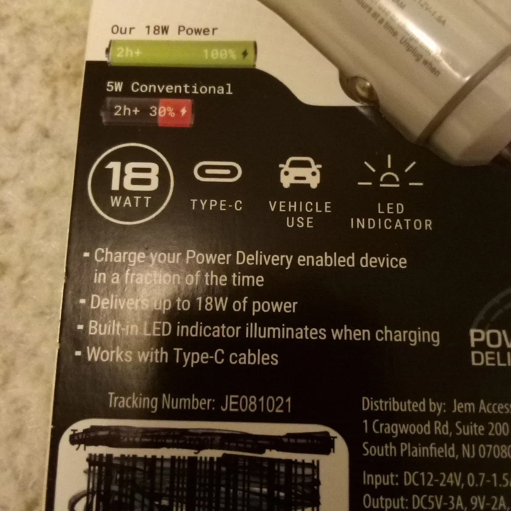 Electric Necessities 10 Watt Type-C PD 3.0 Car Charger Never opened